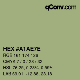 Color code: HEX #A1AE7E | qconv.com