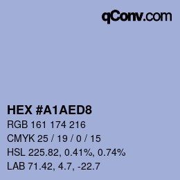 Color code: HEX #A1AED8 | qconv.com