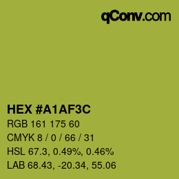 Color code: HEX #A1AF3C | qconv.com