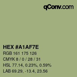 Color code: HEX #A1AF7E | qconv.com