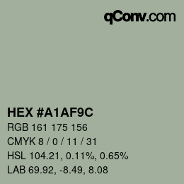 Color code: HEX #A1AF9C | qconv.com