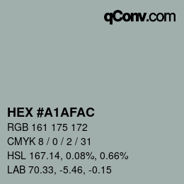 Color code: HEX #A1AFAC | qconv.com