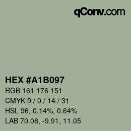 Farbcode: HEX #A1B097 | qconv.com