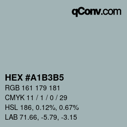 Farbcode: HEX #A1B3B5 | qconv.com