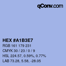 Color code: HEX #A1B3E7 | qconv.com