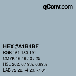 Farbcode: HEX #A1B4BF | qconv.com