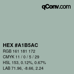 Color code: HEX #A1B5AC | qconv.com