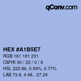 Farbcode: HEX #A1B5E7 | qconv.com