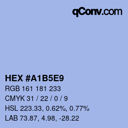 Code couleur: HEX #A1B5E9 | qconv.com