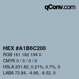 Color code: HEX #A1B6C200 | qconv.com