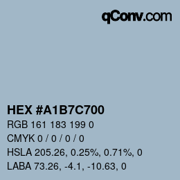 Código de color: HEX #A1B7C700 | qconv.com