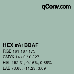 Color code: HEX #A1BBAF | qconv.com
