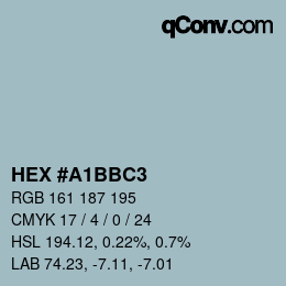 Color code: HEX #A1BBC3 | qconv.com