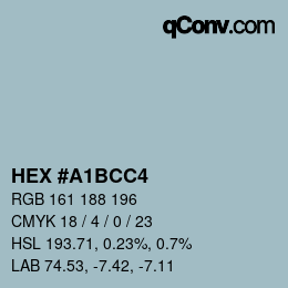 Código de color: HEX #A1BCC4 | qconv.com