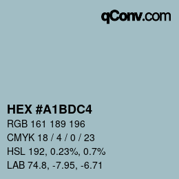 Color code: HEX #A1BDC4 | qconv.com