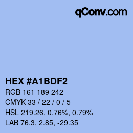 Color code: HEX #A1BDF2 | qconv.com