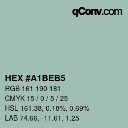 カラーコード: HEX #A1BEB5 | qconv.com