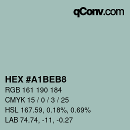 Color code: HEX #A1BEB8 | qconv.com