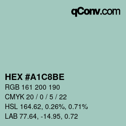 Color code: HEX #A1C8BE | qconv.com