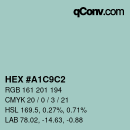 Color code: HEX #A1C9C2 | qconv.com