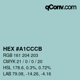 Farbcode: HEX #A1CCCB | qconv.com
