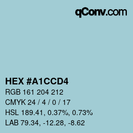 Color code: HEX #A1CCD4 | qconv.com