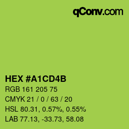 Color code: HEX #A1CD4B | qconv.com