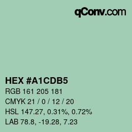 カラーコード: HEX #A1CDB5 | qconv.com