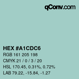 Color code: HEX #A1CDC6 | qconv.com