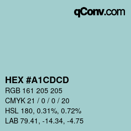Color code: HEX #A1CDCD | qconv.com
