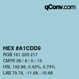 Color code: HEX #A1CDD9 | qconv.com
