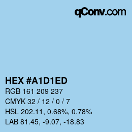 颜色代码: HEX #A1D1ED | qconv.com