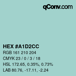 Farbcode: HEX #A1D2CC | qconv.com