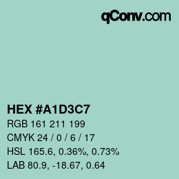 Color code: HEX #A1D3C7 | qconv.com