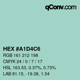 カラーコード: HEX #A1D4C6 | qconv.com