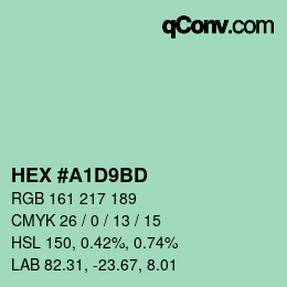 Color code: HEX #A1D9BD | qconv.com