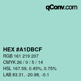 Color code: HEX #A1DBCF | qconv.com