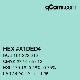 Color code: HEX #A1DED4 | qconv.com