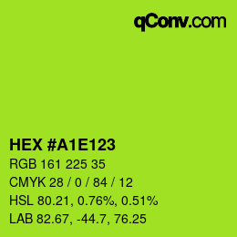 Código de color: HEX #A1E123 | qconv.com