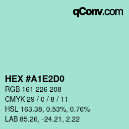 カラーコード: HEX #A1E2D0 | qconv.com