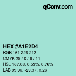 カラーコード: HEX #A1E2D4 | qconv.com