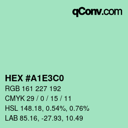Color code: HEX #A1E3C0 | qconv.com
