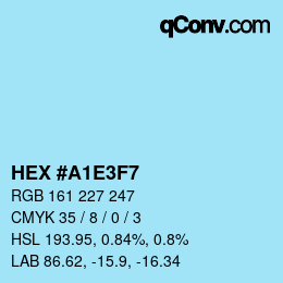 Color code: HEX #A1E3F7 | qconv.com