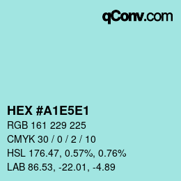 Color code: HEX #A1E5E1 | qconv.com
