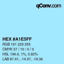 Color code: HEX #A1E5FF | qconv.com