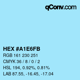 Color code: HEX #A1E6FB | qconv.com
