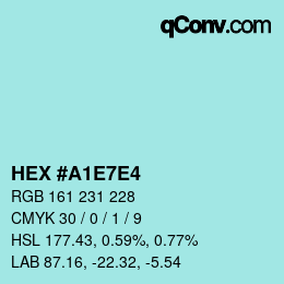 Color code: HEX #A1E7E4 | qconv.com