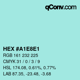 Color code: HEX #A1E8E1 | qconv.com