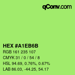 颜色代码: HEX #A1EB6B | qconv.com