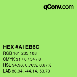 Color code: HEX #A1EB6C | qconv.com